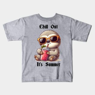 Chill Out Summer Smoothie Sloth Kids T-Shirt